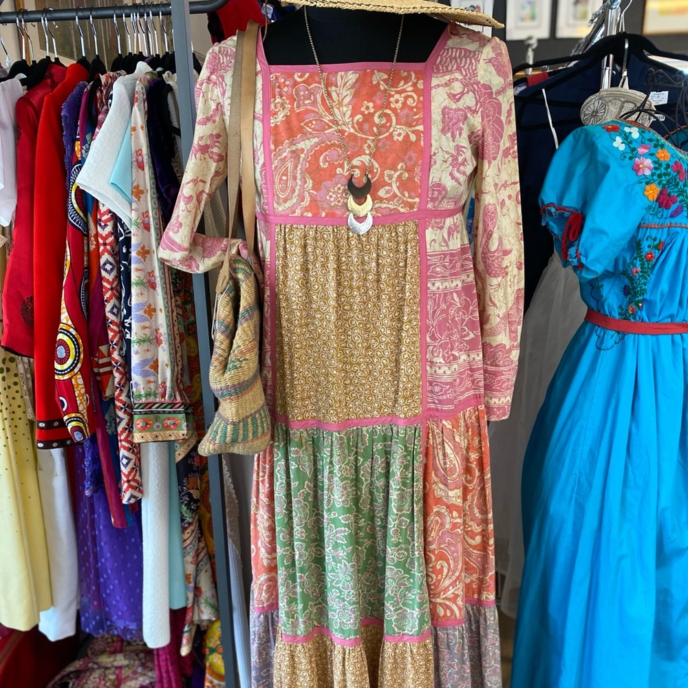 Vintage, Boho patchwork, Bill Atkinson dress in amazing condition!